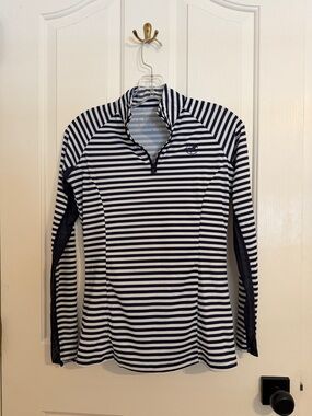 Piper Striped Long-Sleeve Quarter-Zip Sunshirt Navy/White